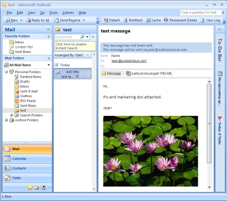 Select a message in the outlook explorer view